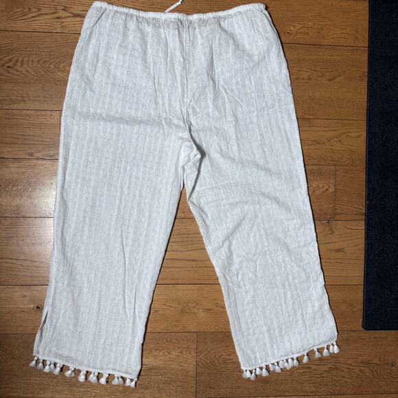 J.Crew Eyelet beach pant with tassels CA881 SZ XL White Beach Vacation Pool - Picture 2 of 10